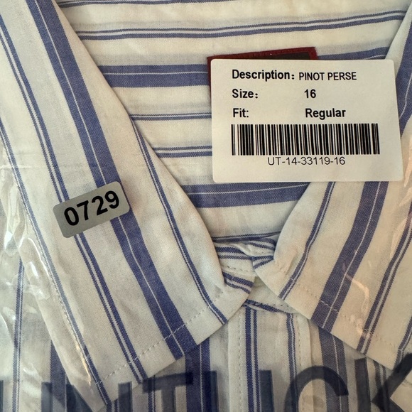 Untuckit Pinot Perse Long Sleeve Button Down Shirt Blue & White Stripe - Picture 8 of 10
